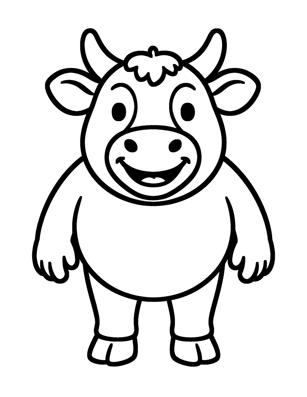 A giant round cow face smiling