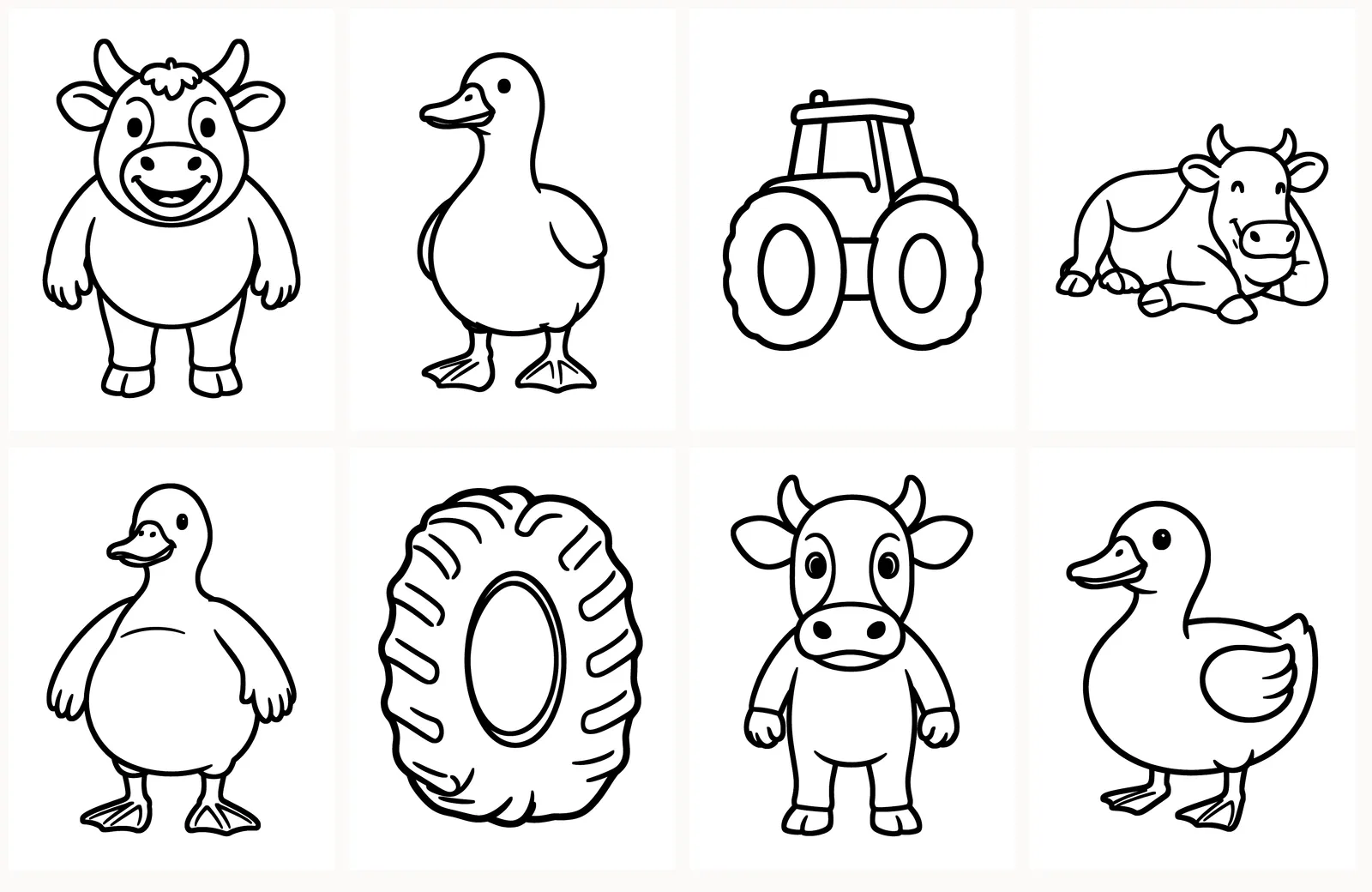 First eight pages of Big Farm Friends as they appear in the PDF
