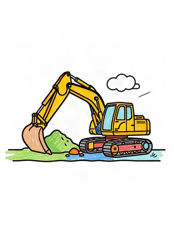 Construction Site Machines — An excavator scooping a small pile of dirt
