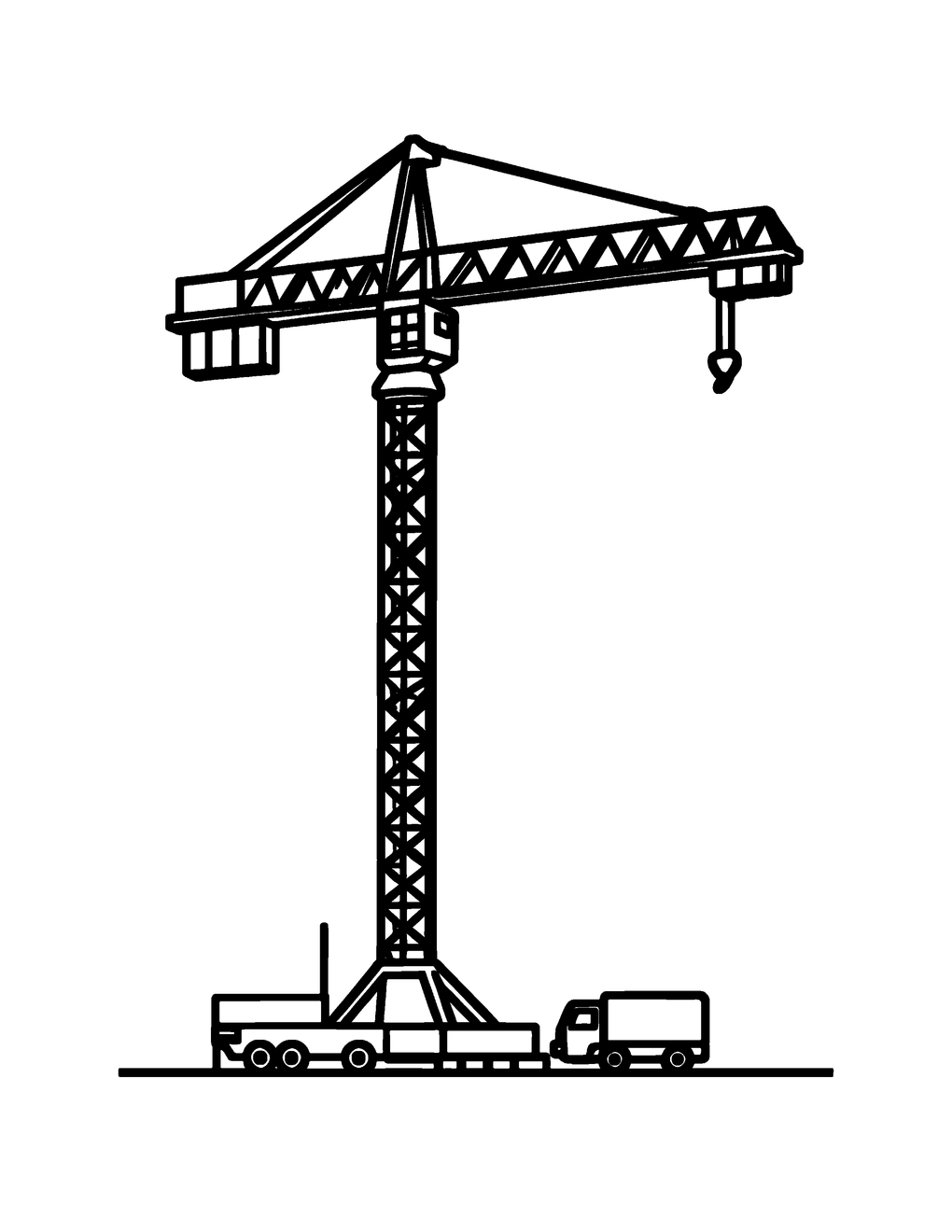 A tall tower crane standing on its own
