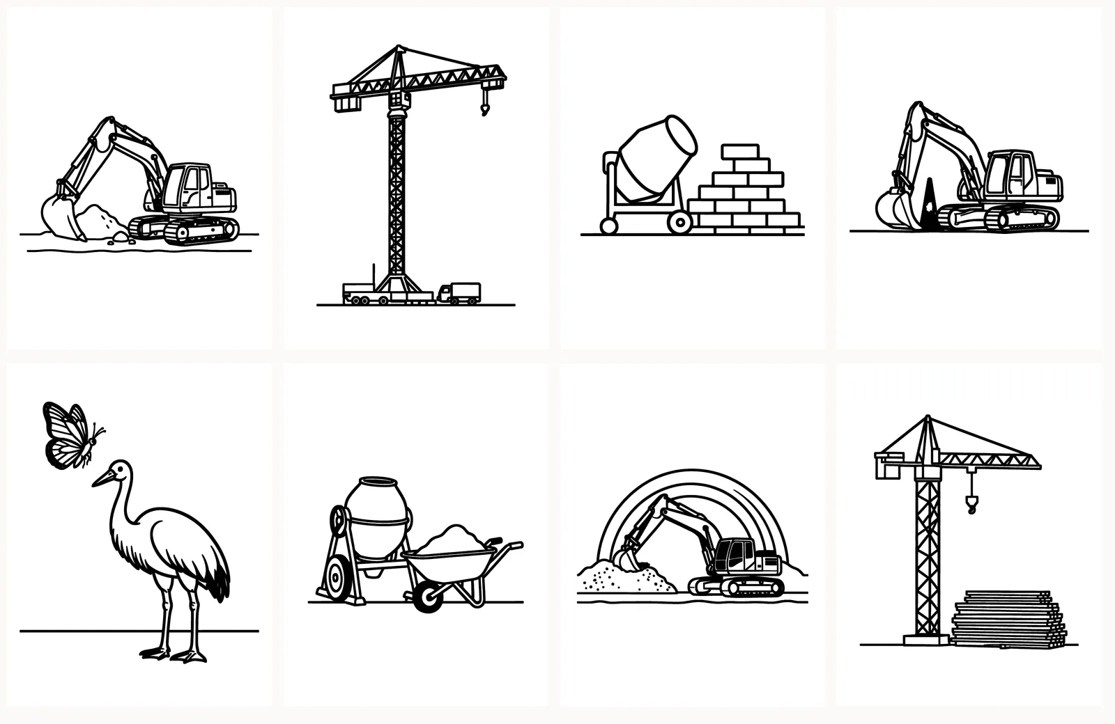 First eight pages of Construction Site Machines as they appear in the PDF