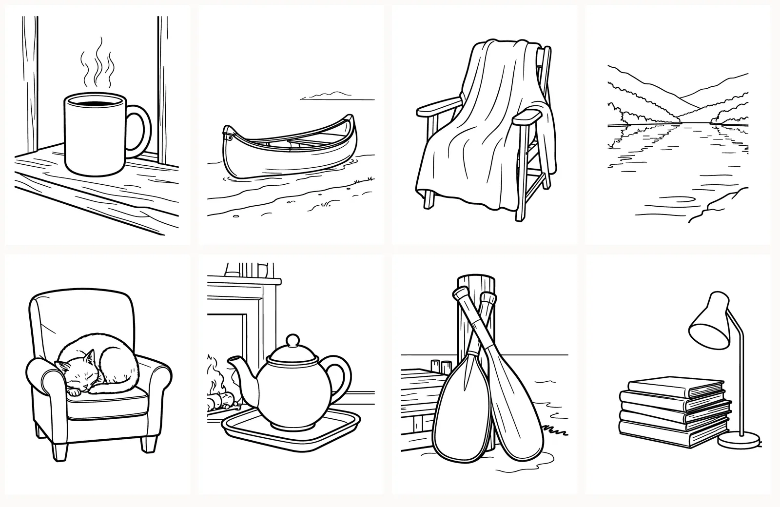 First eight pages of Lakeside Cabin Morning as they appear in the PDF