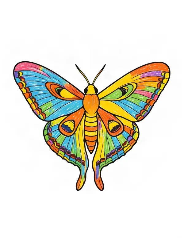 Moth & Moon Herbarium — A symmetrical luna moth with detailed wing scale patterns