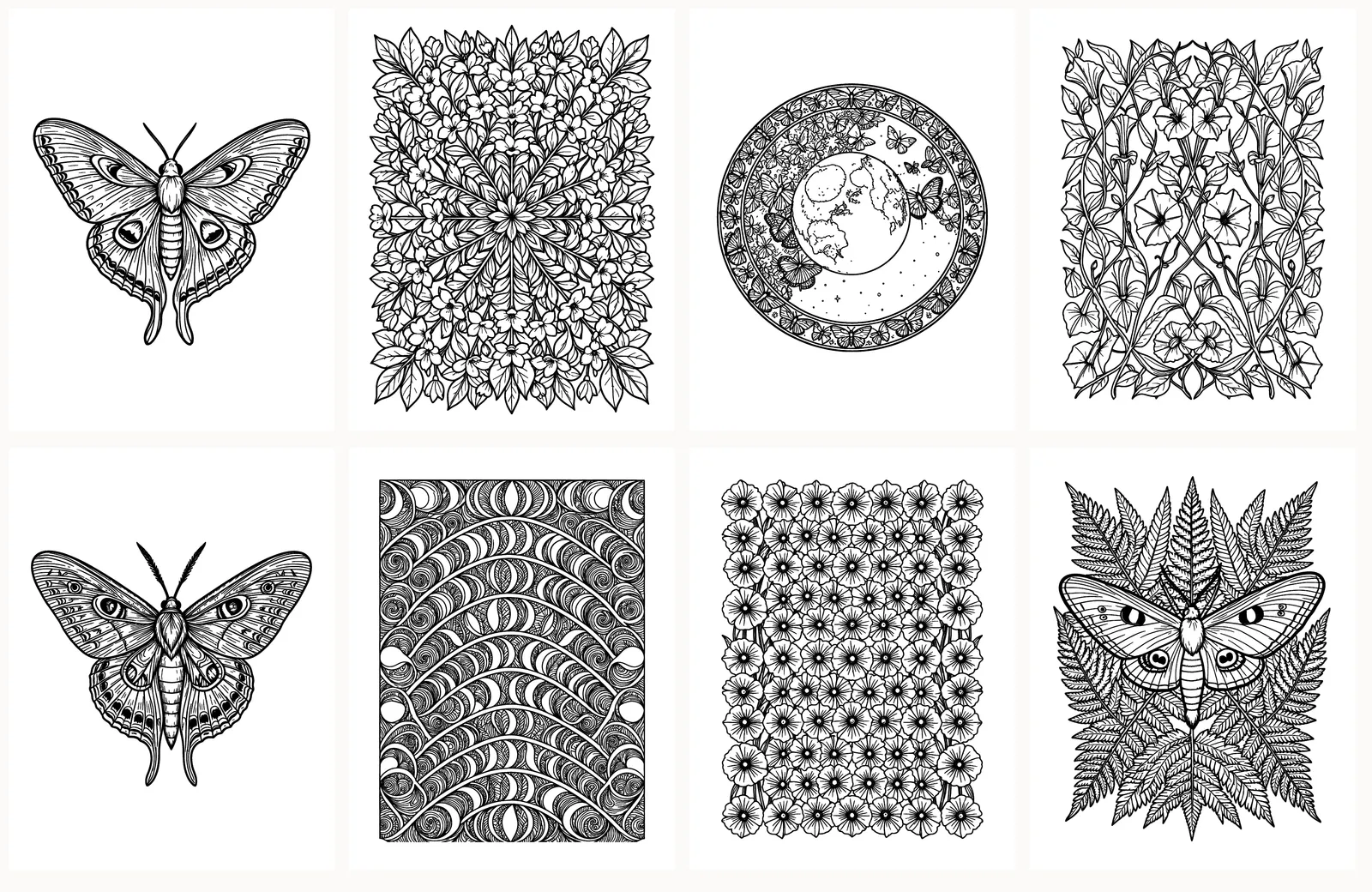 First eight pages of Moth & Moon Herbarium as they appear in the PDF