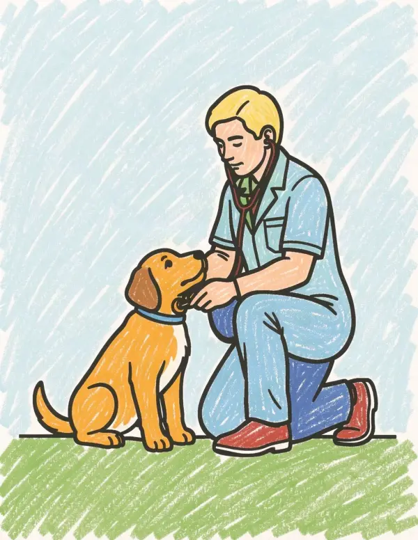 Pet Vet Clinic — A vet listens to a puppy's heartbeat