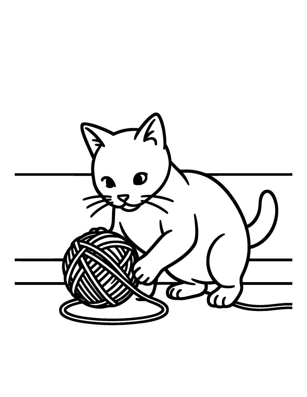 A kitten plays with a ball of yarn in the waiting room