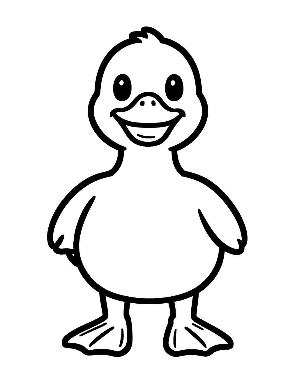 A giant happy duckling smiling