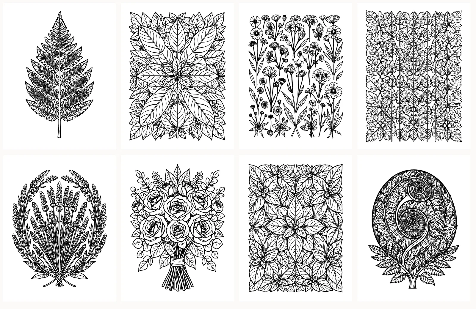 First eight pages of Pressed Botanicals as they appear in the PDF