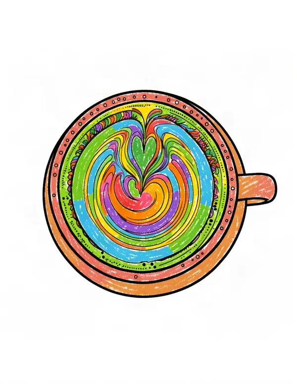 Rainy City Cafés — Latte art swirl viewed from above