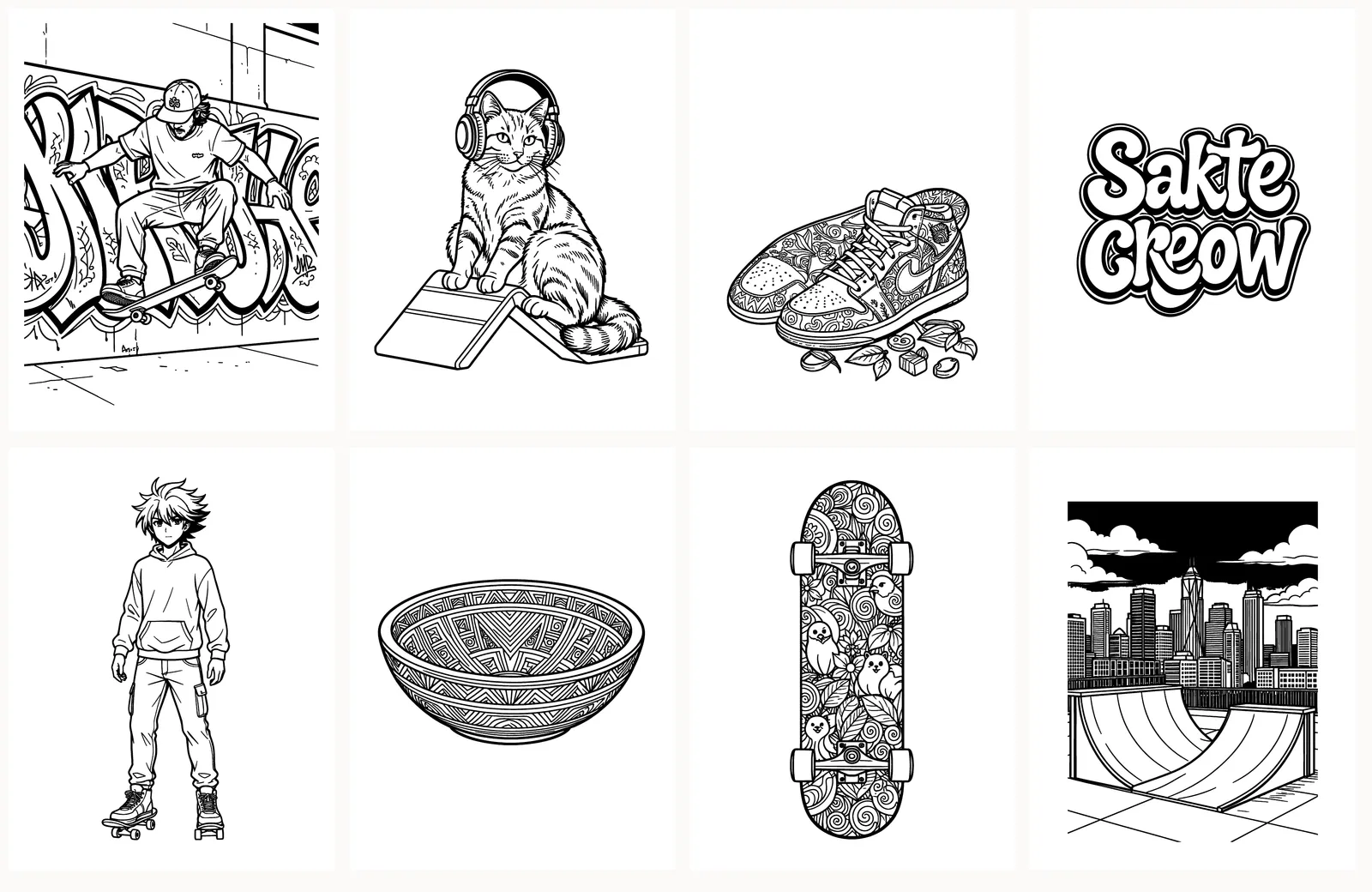 First eight pages of Skate Park Afternoon as they appear in the PDF