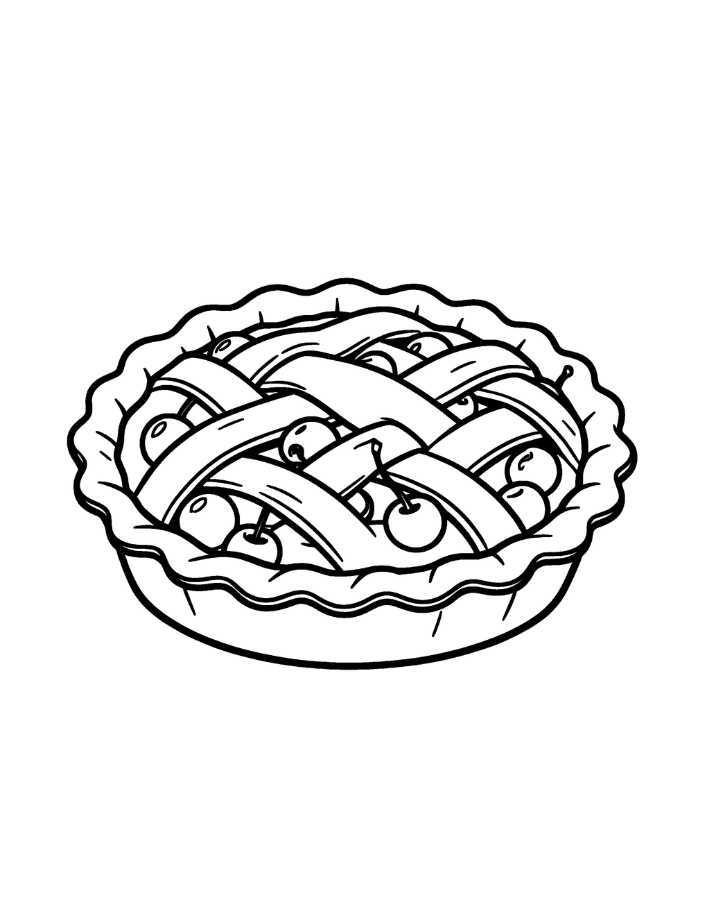 A whole cherry pie with a lattice top