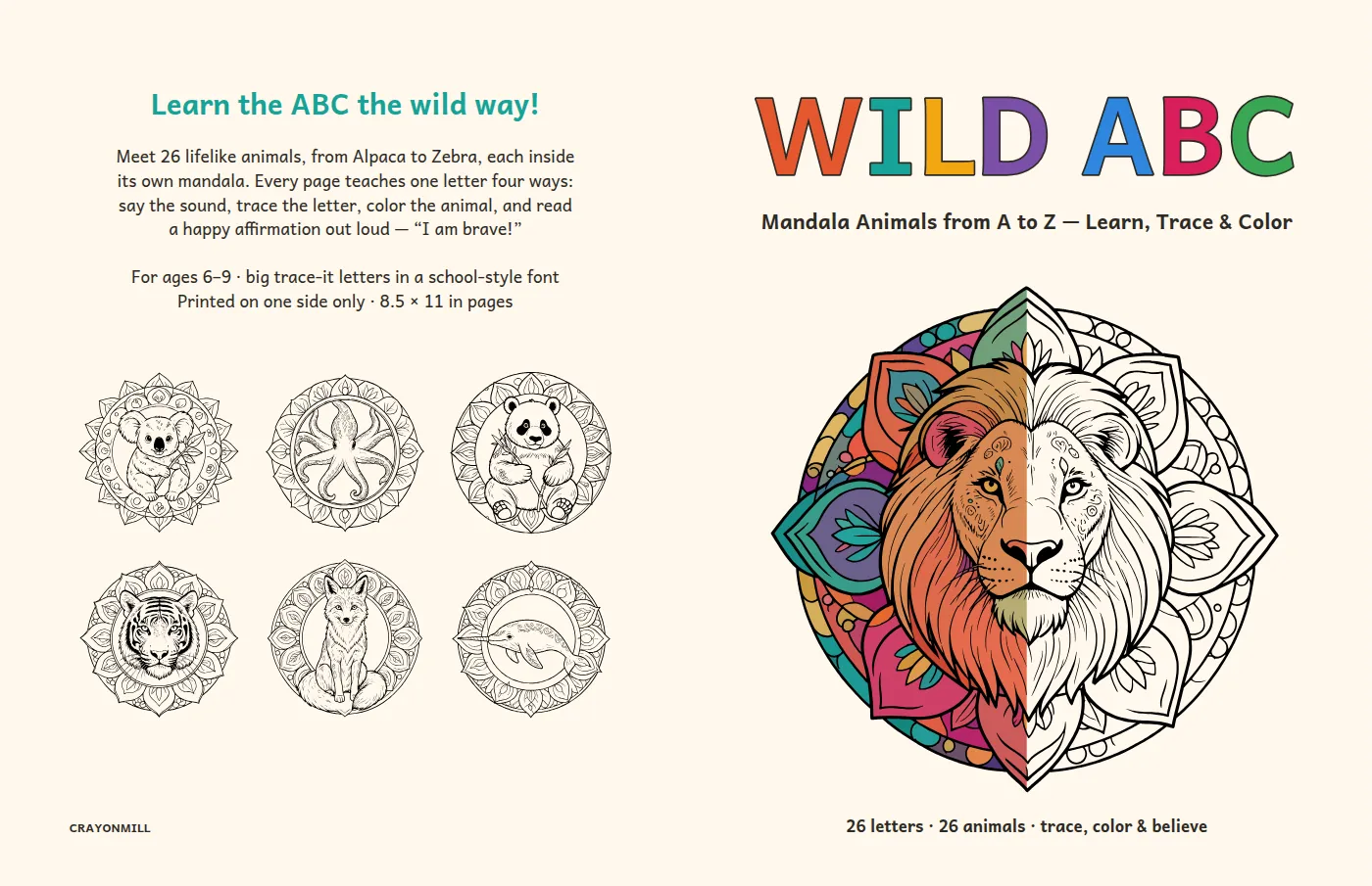 Wild ABC full-wrap KDP cover: back, spine and front