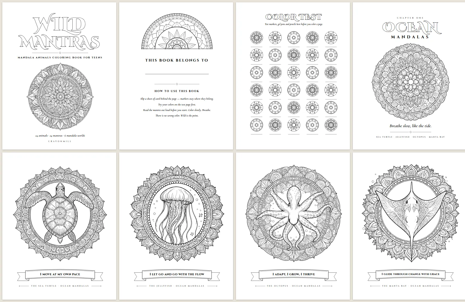 First eight printed pages of Wild Mantras as they appear in the PDF