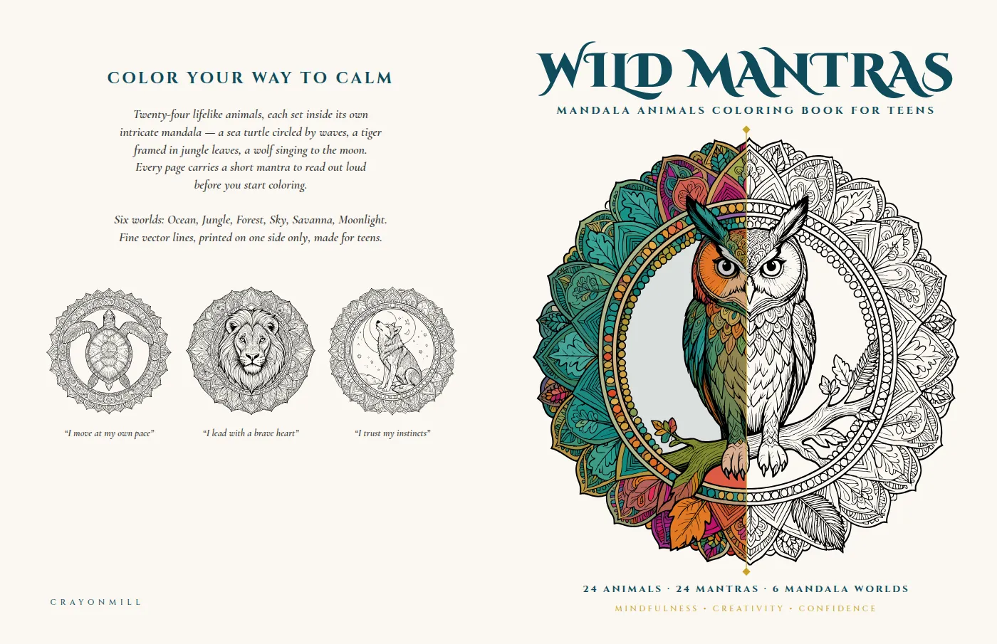 Wild Mantras full-wrap KDP cover: back, spine and front