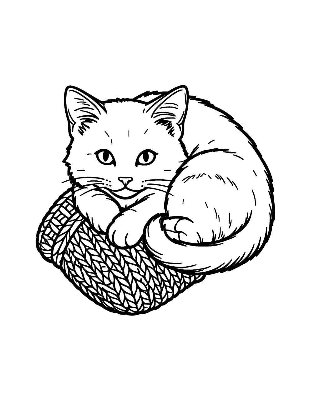 A curled kitten resting on a knitted mitten